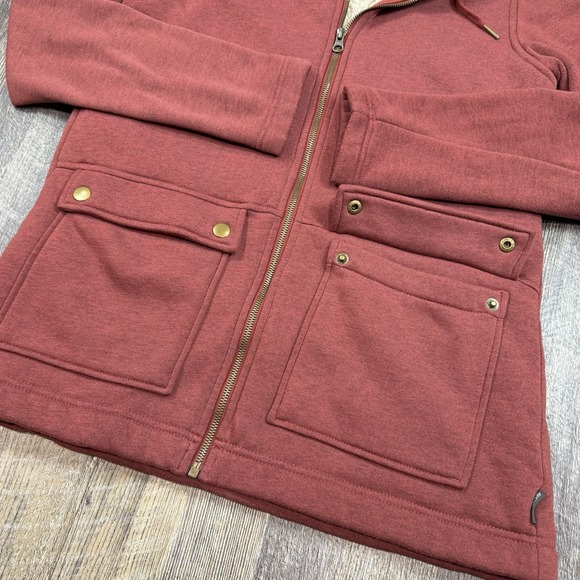 Columbia Women's Sherpa Lined Chore Hooded Jacket Red Zip Up Size M Lightweight - Picture 4 of 14
